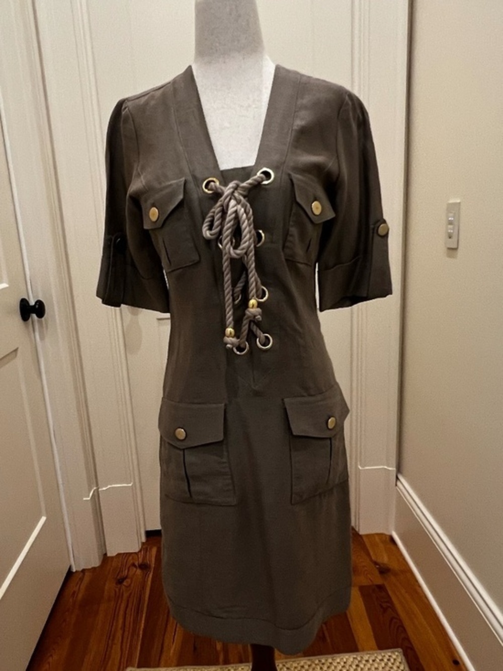 Milly Nautical Shift Dress with Gold Buttons Size 0
